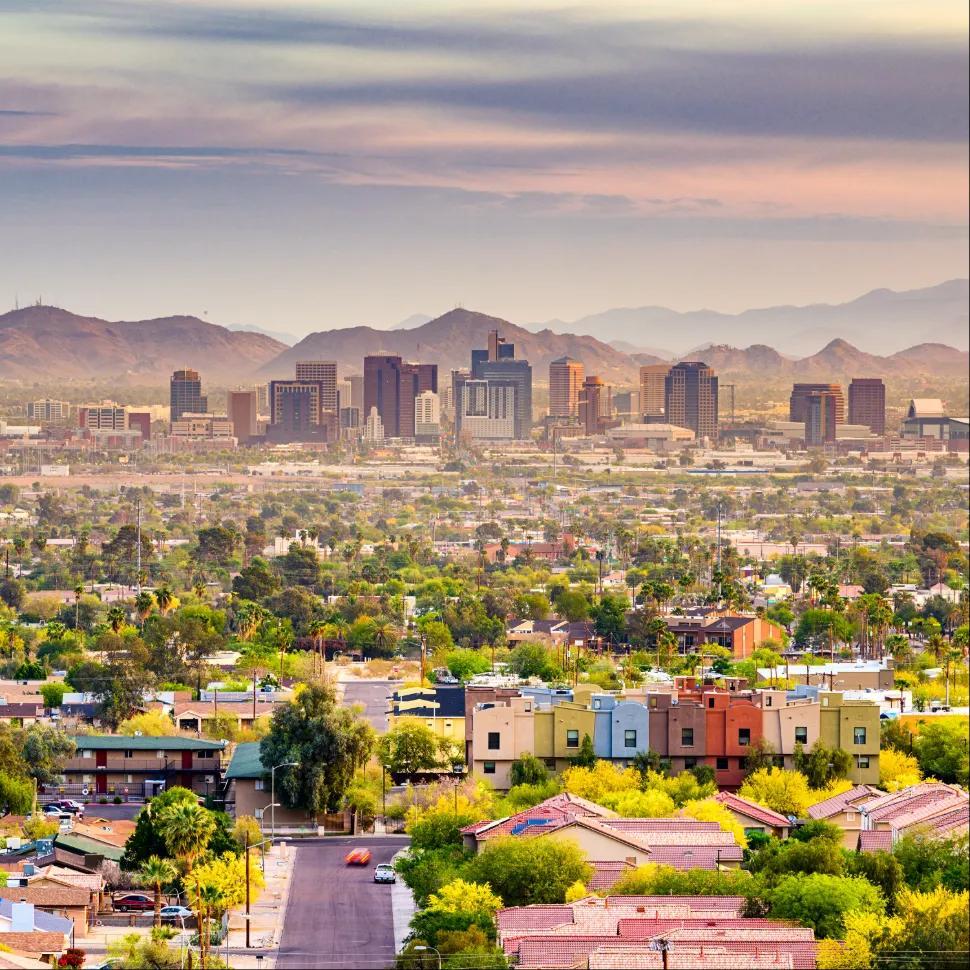 View of city skyline of Phoenix, Arizona