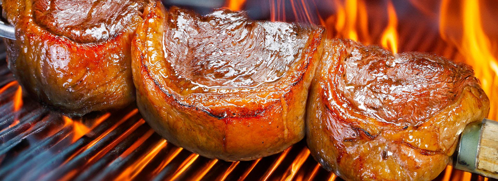 Steaks on a grill