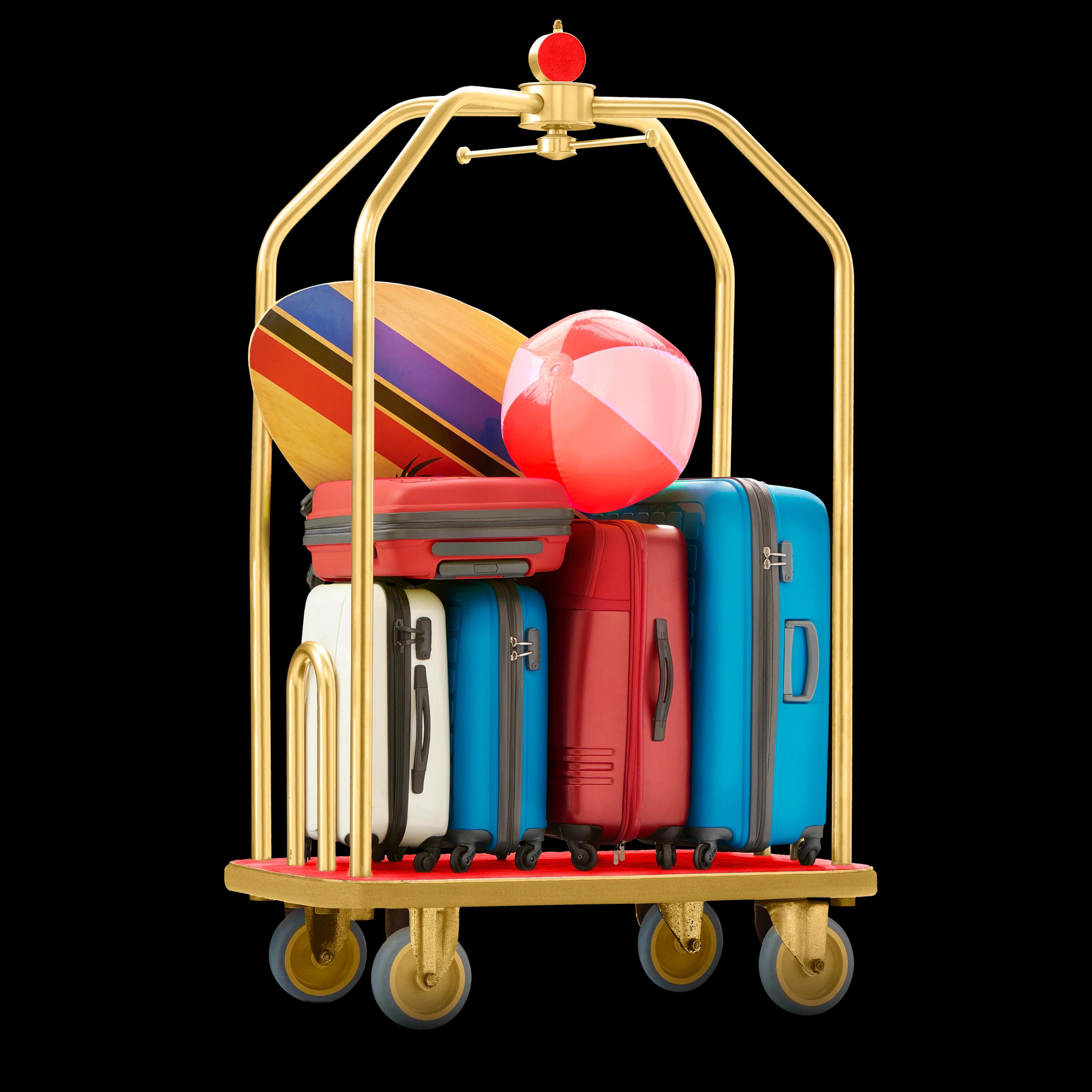 Luggage cart with luggage on it